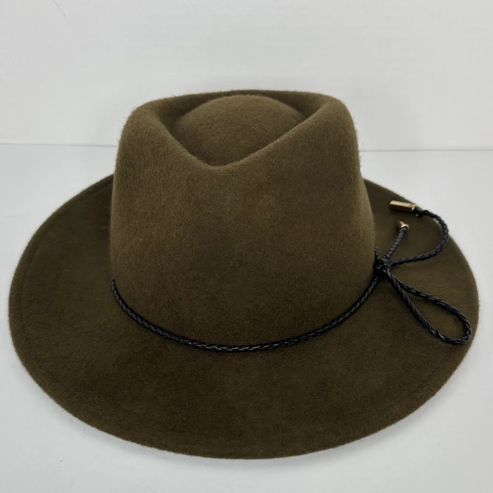 summer & rose Women's 100% Wool Fedora‎ One Size Olive Green
